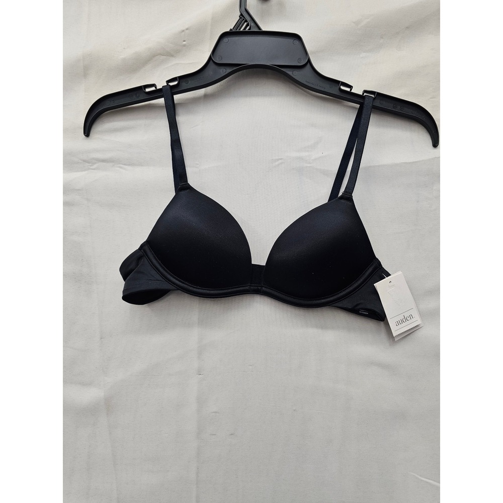 Auden Womens Super Push Up Plunge Underwire Bra Black Nylon Blend Size 32A